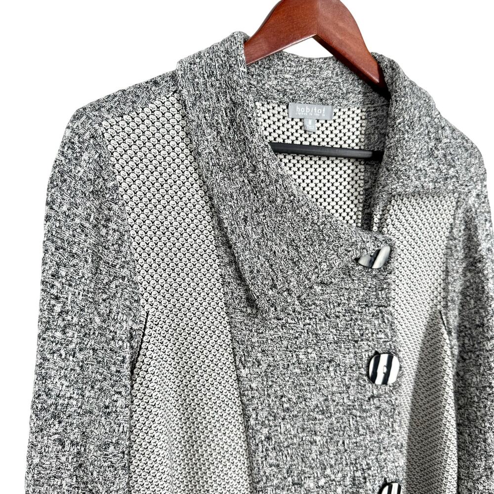 Habitat Sz Medium Black White Wearable Art to Wear Artsy Jacket Blouse Shirt Top - Picture 4 of 8